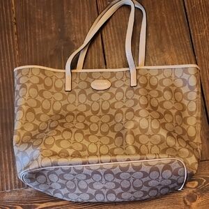 Coach Tan and Brown Signature Tote